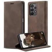 CASEME 013 Series For Samsung Galaxy A23 5G (Global Version) 4G Phone Case Bag Auto-absorbed PU Leather Wallet Foldable Stand Phone Cover Coffee