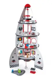 Hape Rocket Ship Playset Multicolor Wooden Toy for Kids Age 12 Months and Up