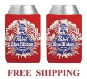 PABST BLUE RIBBON 2 PBR 12oz BEER CAN WRAP COOLERS KOOZIE COOLIE HUGGIE NEW