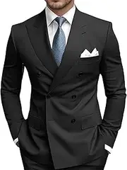 [Elionm] Mens Suits 3 Piece Slim Fit Double Breasted Suits for Men Formal Jacket Vest Pants Wedding Prom Men's Suit Tuxedo Set