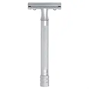 MERKUR Safety Razor 22C Matte Chrome Satin Finish Three-Piece Razor with Straight Cut Closed Comb Ideal for Wet Shaving Die-Cast Zinc Brass Handle Made in Germany