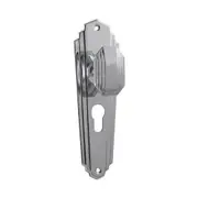 Tradco Elwood Art Deco Door Knob on Long Backplate Chrome Plated