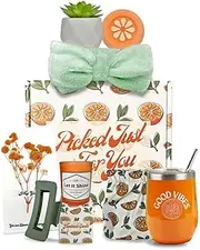 Sunny&Wise Orange Themed Gift Baskets for Women - Designed in USA - Care Package, Self Care Gifts, Get Well Soon, Thinking of You