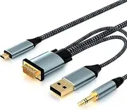 VGA to Micro HDMI Cable 6FT, Uni-Directional VGA to Micro HDMI(Male to Male)