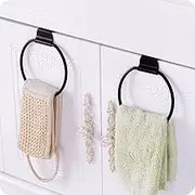 Fashionclubs Iron Towel Ring Over-The-Cabinet Door for Kitchen and BathroomBronze (2)