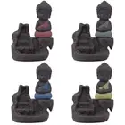 Ceramic Little Monk Smoke Backflow Cone Censer Holder Incense for Decorat