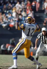 James Harris Los Angeles Rams drops back to pass v the Atlanta- 1973 Old Photo
