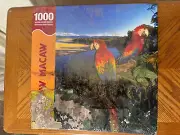 #206-Springbok Macaw Macaw Colorful Bird 1000 Piece Puzzle New (tear in plastic)
