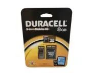 Duracell MicroSD Universal Pack 8GB MicroCard + USB + SD Adapter New Sealed