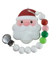 Lila & Jack Holiday Christmas Santa Pacifier Clip & BPA Free Silicone Teether