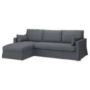 HYLTARP 3-seat sofa w chaise longue, left, Gransel grey