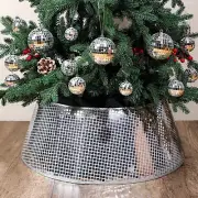 Silver Disco Mirror Christmas Tree Collar for Artificial Trees 23.6 Inch Chri...