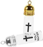 COMNESTBI 2pcs Holy Water Bottle Glass Jars for Baptism Church and Wedding Parties Christian Blessing Containers Cross Design Portable and for Religious Ceremonies
