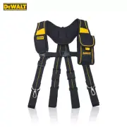 Genuine DeWalt 4 Clip Padded Work Tool Belt Support Braces Suspenders 2 Pouches