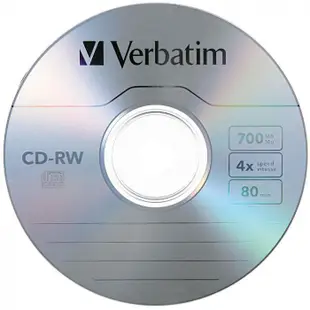 【限量清倉】25片-Verbatim LOGO CD-RW 4X 700MB可重覆燒錄光碟片(臺灣製造)