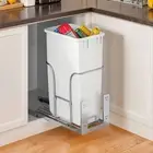43 QT Trash Cans Pull Out Under Kitchen Cabinet Sturdy Wastebasket & Single Bin
