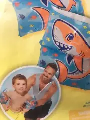 Play Day Inflatable Armbands Shark Prints Pool Water Outdoor Fun Kids New!