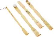 BambooMN 4 Piece Set Traditional Back Scratcher Shoe Horn and Body Relaxation