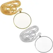 Homoyoyo 2pcs Magnifying Necklace Pendant Magnifier for Enhanced Reading Stylish Jewelry for Seniors for Books Newspapers and Crafts Convenient Wearable Accessory