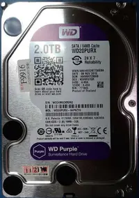 在飛比找Yahoo!奇摩拍賣優惠-中古 2TB WD WD20PURX 紫色 監控硬碟 540