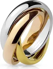 [Paula & Fritz] Women's Ring Silver Gold Rose Gold 316L Surgical Steel Size 49 (15.6) – 59 (18.8) 8 mm Wide Women's Ring Men's Ring Partner Ring Triple Band