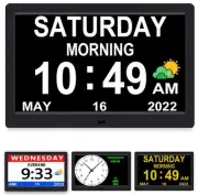 Digital Clock with Date and Day of Week for Elderly-12 Alarms Medication Remi...