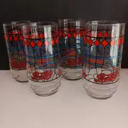 Vintage Pepsi Cola Glasses. Set Of 4. Tiffany Style.