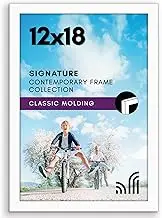 Americanflat 12x18 Poster Frame with Shatter-Resistant Glass - Signature Collection - Gallery-Style Frames Made of Engineered Wood - Photo Frame for Wall Display - White