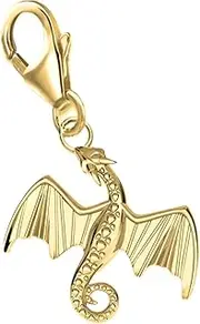 [Goldene Hufeisen] Dragon Carabiner Charm Pendant for Charm Bracelet 925 Sterling Silver Gold-Plated, Sterling Silver Silver Sterling Silver Gold-plated Silver, Not applicable