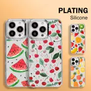 For iPhone 16 15 Pro Max 14 13 12 Clear Fruit Pattern Silicone Soft Case Cover