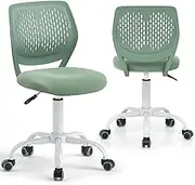 BABY JOY Kids Desk Chair, Adjustable Children Study Chair, Swivel Chair Armless Mesh Task Student Chair, Child Desk Chair with Adjustable Height & Lumbar Support Computer Chair (Light Green)