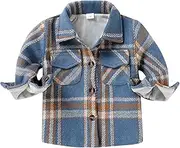 [YOUNGER TREE] Toddler Baby Boys Girls Jacket Plaid Flannel Long Sleeve Button Down Shacket Kids Boy Coat Fall Winter Top