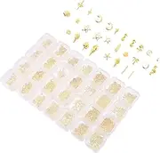 LIFKOME Compartment Star Moon Nail Art Charms Rhinestone Gems Decorative Accessories for DIY Manicure Elegant Nail Art Supplies for Professionals and Home Use