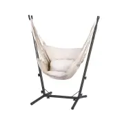 Hammock Chair Outdoor Camping Hanging with Stand Cream