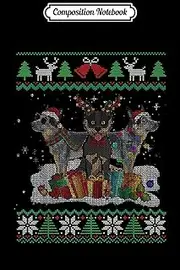 Composition Notebook: Australian Cattle Christmas Gift Santa Hat Xmas Lights Dog Journal/Notebook Blank Lined Ruled 6x9 100 Pages