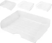 GETAJGHSD 4Pcs Clear Stackable Desk Organizer Letter Trays for Efficient File Storage Paper Holder for Office Classroom and Home Transparent