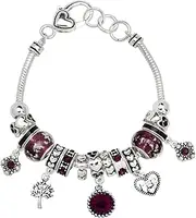 [Falari] Birthstone Bracelet Multi-Color Charm Beads Silvertone
