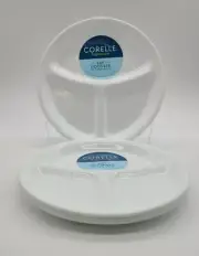 Corelle 3-Compartment Small Divided Plates Set of 4 New 8-1/2" Diameter