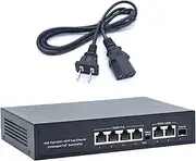 6 Port Gigabit PoE Switch, 4 Port PoE Gigabit Ethernet Unmanaged with 2 Uplink Gigabit Ports