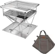 Portable Camping Fire Pit BBQ Grill Outdoor Fireplaces Stainless Steel Large