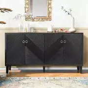 Modern Black Sideboard Buffet Cabinet with Solid Wood Veneer