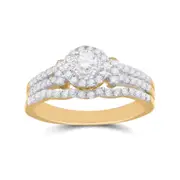 14k Yellow Gold Round Diamond Bridal Wedding Ring Set 5/8 Cttw