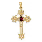 14k 5x3mm Oval Garnet cross Pendant