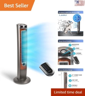 Whisper Quiet Oscillating Tower Fan - Nighttime Setting - Remote Control - Timer