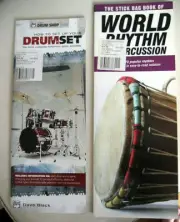 2 books, how to set up Drum Set, The Stick Bag Book of World Rhythm Percussio#a