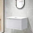 Wall Vanity Unit 76cm Bath Cabinet Soft-closing Drawer White Stone Counter Top