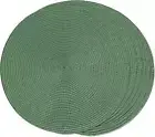 Braided Round Placemats – Set of 6 Washable, Non-Slip Table Mats (Olive, 15")