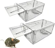 PIXESTT 2 PCS Humane Mouse Trap, Rat Cage Trap Suitable for Capturing Mice or Hamsters Alive, Friendly Small Animal Humane Live Cage Rat - 11.2'' X 5.5'' X 5''