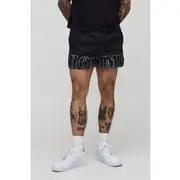 Mens Black Elasticated Waist Printed Nylon Fighter Shorts