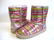UGG CLASSIC SHORT II MURAL WOMEN/KID SHORT BOOTS RAINBOW US KID 6 /WOMEN 8